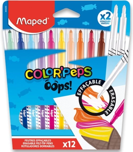 Μαρκαδόροι MAPED Color’Peps Oops 12 χρώματα + 2 σβηστήρια