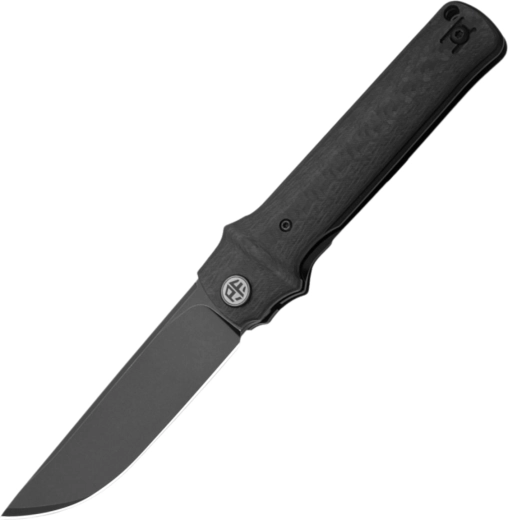 Pτυσσόμενο μαχαίρι τσέπης Petrified Fish Tena 9,7 cm, Black Stonewash, μαύρο, ανθρακονήματα