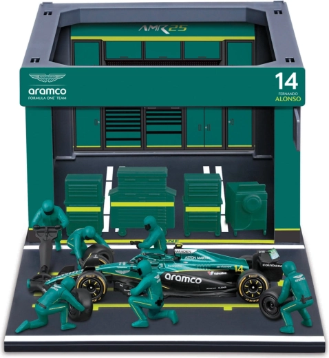 Bburago Formula Racing σετ Pit Pass F1 Aston Martin AMR25 2025 Fernando Alonso 1:43