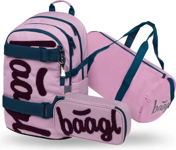 Σετ Baagl 3 Skate Rose – σχολικό σακίδιο, κασετίνα και πτυσσόμενη αθλητική τσάντα GRS