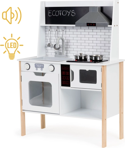 Ξύλινη παιδική κουζίνα με φώτα και ήχους ECOTOYS
