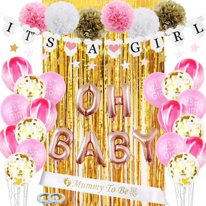 Σετ μπαλονιών και αξεσουάρ για baby shower – IT'S A GIRL