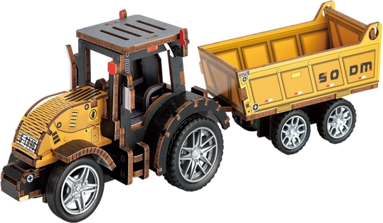 2Kids Toys 3D ξύλινο παζλ/κατασκευή τρακτέρ με ρυμουλκούμενο