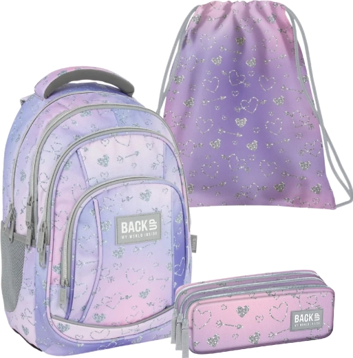 Σχολικό σετ BackUP Twinkle 3σε1 (σακίδιο, κασετίνα τύπου etui, σακουλάκι για παπούτσια/αθλητικά)