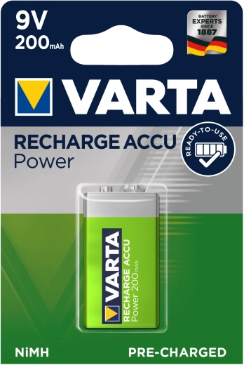 Επαναφορτιζόμενη μπαταρία Varta 9V NiMH 200 mAh Ready2Use