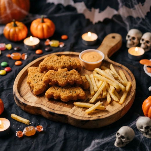Ξύλινος δίσκος σερβιρίσματος Halloween σε σχήμα κολοκύθας