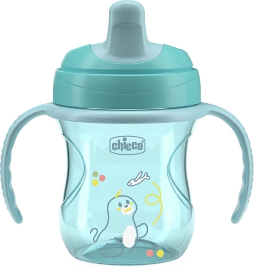 Εκπαιδευτικό κύπελλο Chicco με λαβές teal 200 ml, 6 m+
