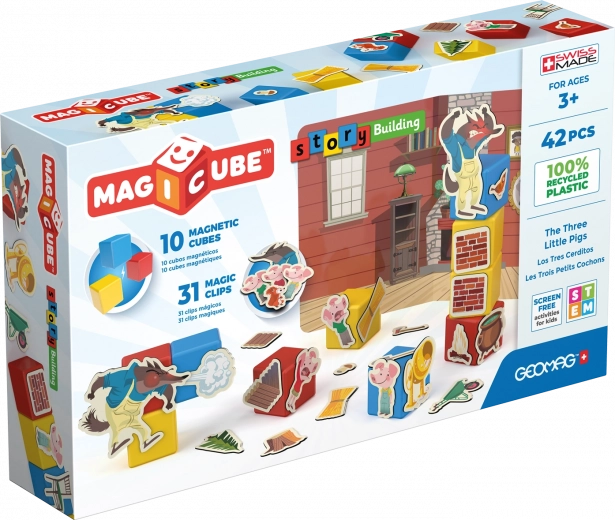 Geomag Magicube Τα τρία μικρά γουρουνάκια – μαγνητικοί κύβοι και κλιπ
