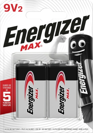 Αλκαλικές μπαταρίες Energizer Max 9V, 2 τεμ.