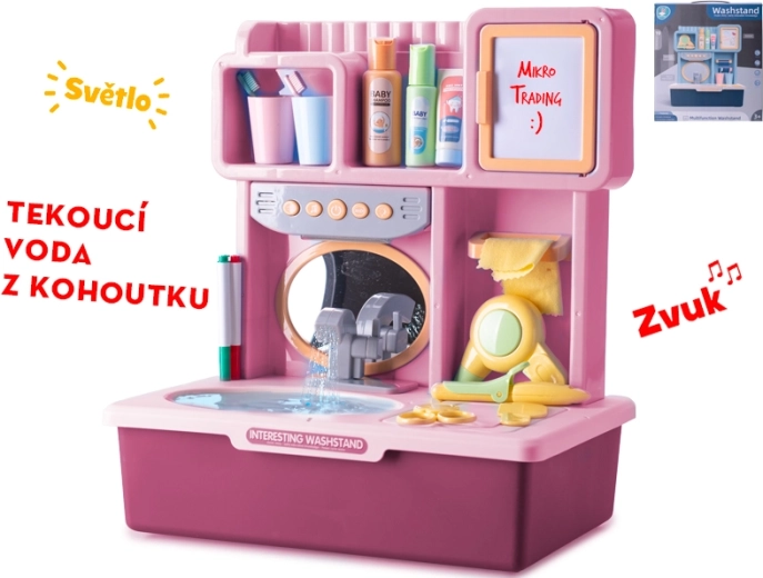 Διαδραστικός ροζ παιδικός νιπτήρας με φως, ήχο και τρεχούμενο νερό