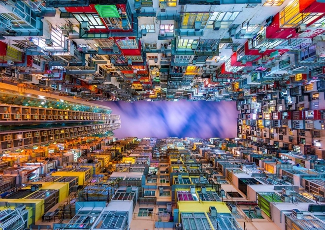 Puzzle Enjoy Πολύχρωμο πολυκατοικιακό κτίριο Χονγκ Κονγκ 1000 κομμάτια