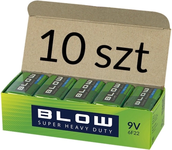 Μπαταρίες BLOW 9 V (6F22) super heavy duty, συσκευασία 10 τεμ.