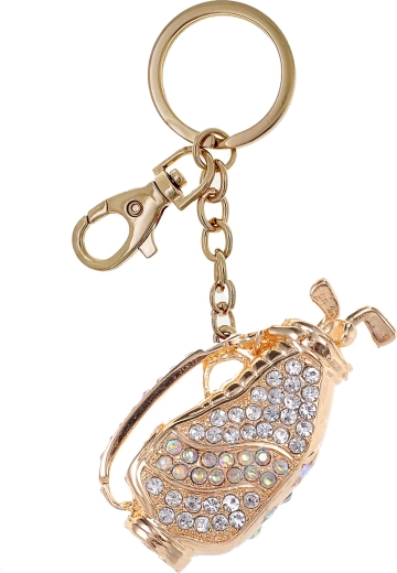 Χρυσό μπρελόκ κλειδιών σε σχήμα μπαστουνιού γκολφ