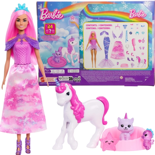 Barbie Dreamtopia ημερολόγιο αντίστροφης μέτρησης Χριστουγέννων με κούκλα και αξεσουάρ – 24 εκπλήξεις