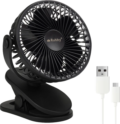 Ruhhy ασύρματος επιτραπέζιος ανεμιστήρας με USB-C και κλιπ - μαύρος