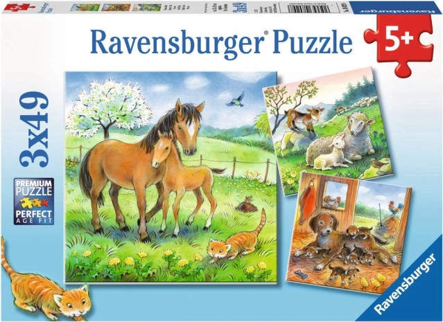 Παζλ RAVENSBURGER – Ζωάκια που χαϊδεύονται, 3×49 κομμάτια