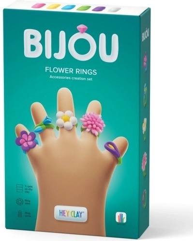 Hej Clay Πλαστικά δαχτυλίδια με λουλούδια Bijou από πλαστελίνη