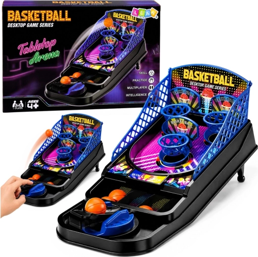 Μίνι επιτραπέζιο παιχνίδι μπάσκετ τύπου arcade με 3 καλάθια και εκτοξευτήρα - 1 τεμάχιο