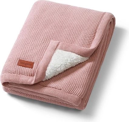 Babyono βαμβακερή κουβέρτα με επένδυση από sherpa fleece 75 × 100 cm ροζ