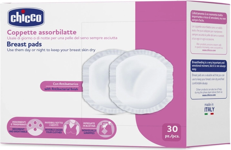 Chicco αντιβακτηριακά επιθέματα στήθους 30 τεμ.
