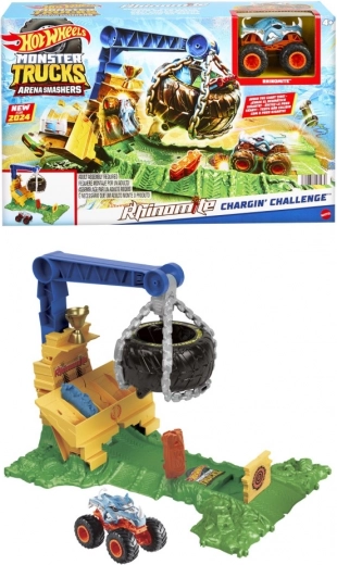 Hot Wheels Monster Trucks Arena Smashers Rhinomite – πρόκληση με ελαστικό σύγκρουσης