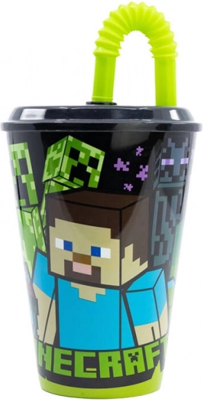 Παιδικό ποτηράκι με καλαμάκι Minecraft 430 ml μαύρο