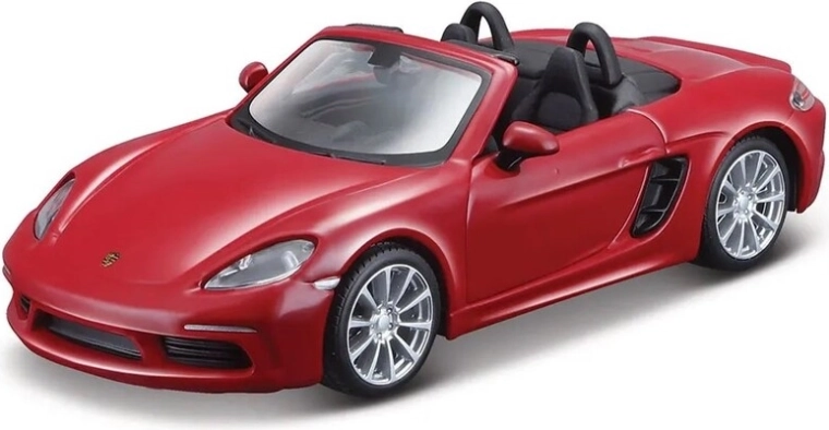Μεταλλικό μοντέλο αυτοκινήτου Bburago 1:32 Porsche 718 Boxster – σκούρο κόκκινο, κίτρινο