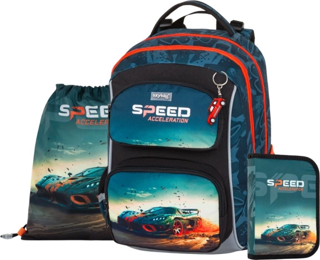 Σχολικό σετ OXY Jumper Auto – σακίδιο πλάτης, κασετίνα και τσάντα για παπούτσια γυμναστικής