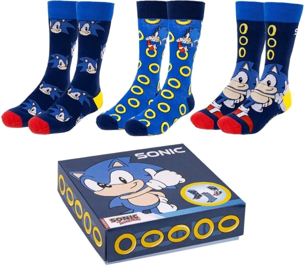 Σετ καλτσών Sonic – 3 ζευγάρια σε κουτί δώρου
