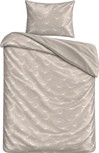 Σεντόνια με λάστιχο και παπλωματοθήκη Πικραλίδες σε μπεζ χρώμα από σατέν μικροΐνες 140 × 200 cm