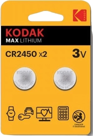 Λιθίου κουμπωτή μπαταρία Kodak CR2450 3 V, 2 τεμ.