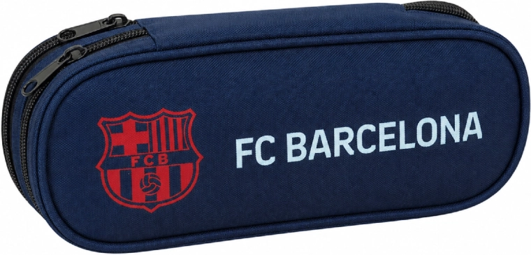 Οβάλ σχολική κασετίνα FC Barcelona σκούρο μπλε