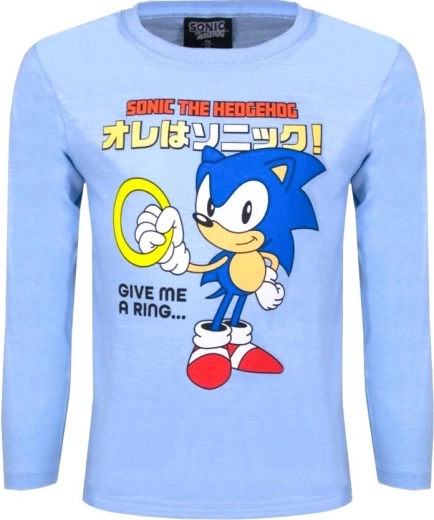 Ανοιχτό μπλε βαμβακερό μπλουζάκι Sonic