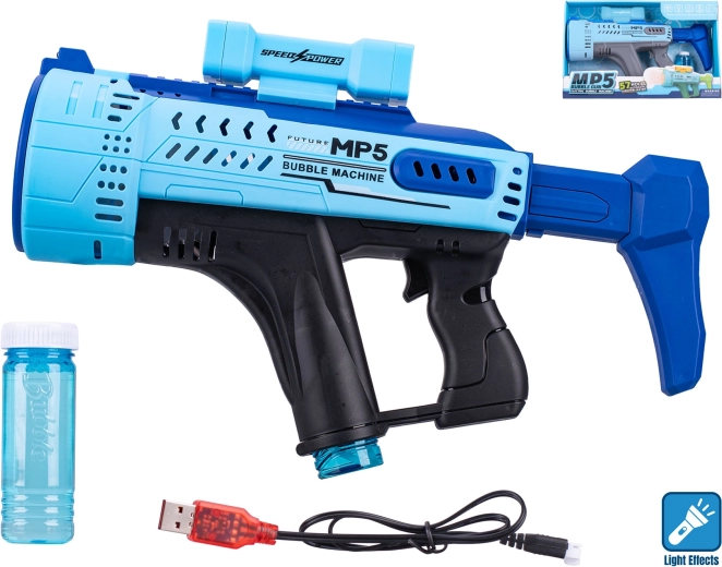 Μπλε πιστόλι για σαπουνόφουσκες MP5 με φωτεινό εφέ 44 cm