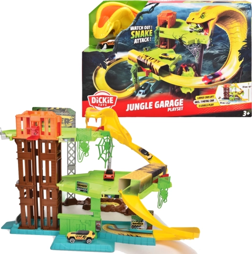 Dickie Toys Επίθεση φιδιού ζούγκλας 3 επιπέδων – αγωνιστική πίστα με ανυψωτική πλατφόρμα και αυτοκινητάκι