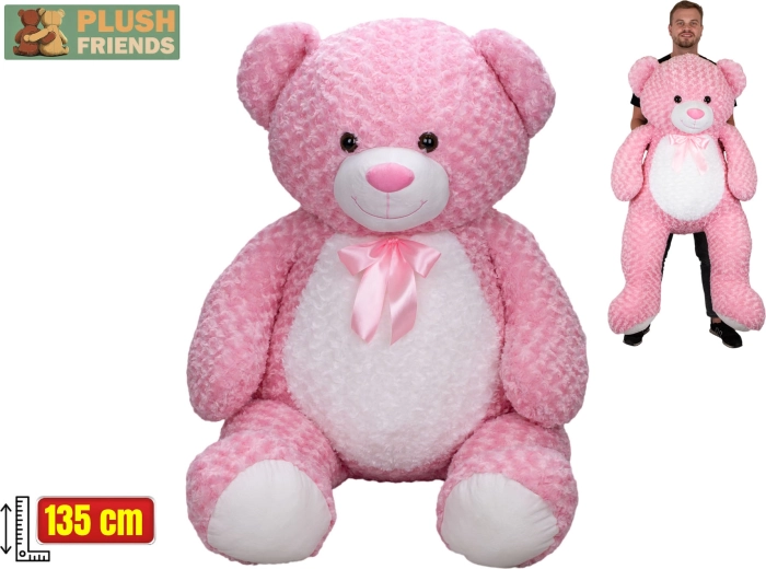 Plush Friends ροζ λούτρινο αρκουδάκι με φιόγκο 135 cm