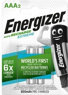 Επαναφορτιζόμενες μπαταρίες Energizer Extreme AAA 800 mAh, 2 τεμ.