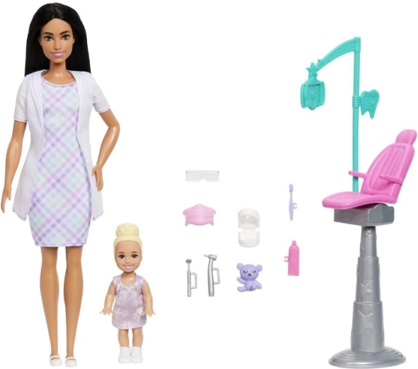 Σετ παιχνιδιού Barbie οδοντίατρος – μελαχρινή κούκλα