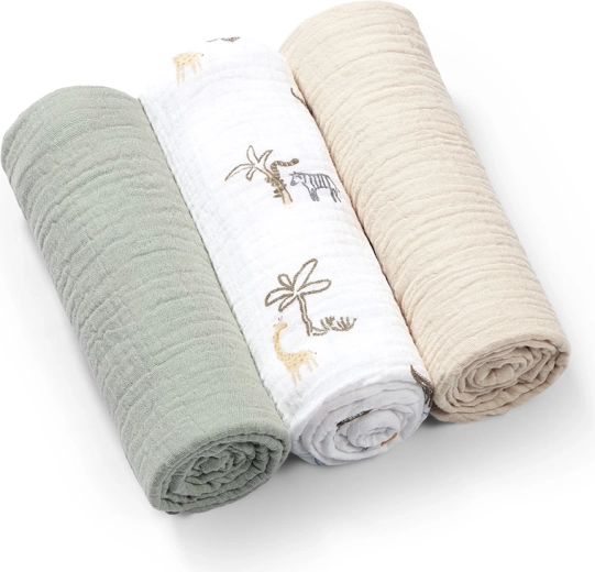 BabyOno μουσελίνες πάνες Super Soft 3 τεμ. πράσινες 70 × 70 cm