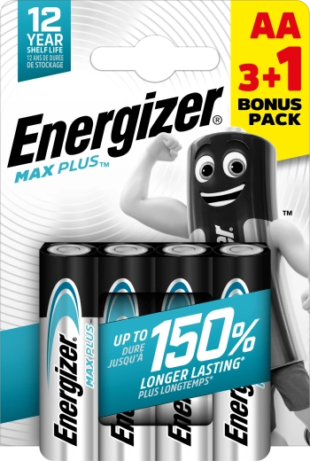 Energizer Max Plus AA αλκαλικές μπαταρίες 3+1 δωρεάν, 4 τεμ.
