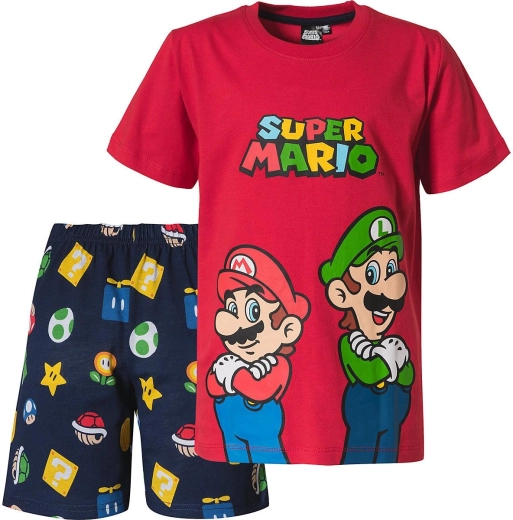 Παιδικές πιτζάμες Super Mario κόκκινες και σκούρες μπλε