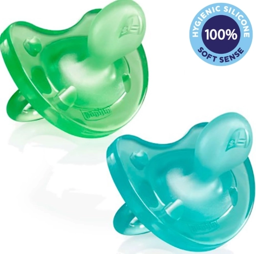 Chicco Physio Soft πιπίλα εξ ολοκλήρου από σιλικόνη 6–16 μηνών, για αγόρια, 2 τεμ.