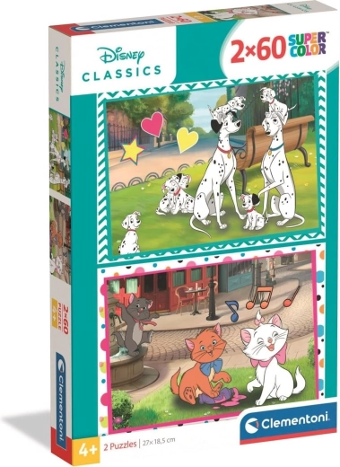 Παζλ CLEMENTONI Disney: 101 Δαλματοί και Αριστόγατες 2×60 κομμάτια