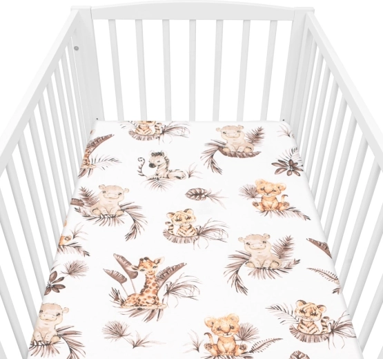 Βαμβακερό σεντόνι για παιδική κούνια New Baby Safari 120 × 60 cm