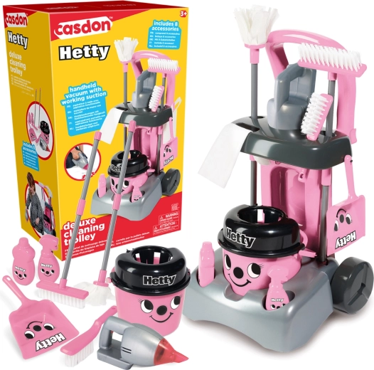 Casdon Hetty deluxe παιδικό καρότσι καθαρισμού με ηλεκτρική σκούπα και σφουγγαρίστρα