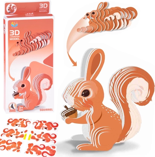 3D παζλ χάρτινο μοντέλο σκίουρου DIY, 35 τεμάχια