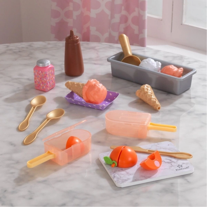KidKraft Create & Cook ροδακινένια παγωτά σε ξυλάκι – παιδικό σετ παγωτού (20 τεμάχια)