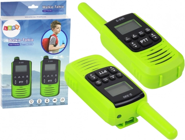 Συμπαγές πράσινο walkie-talkie με εμβέλεια 3 km για επικοινωνία στα ταξίδια