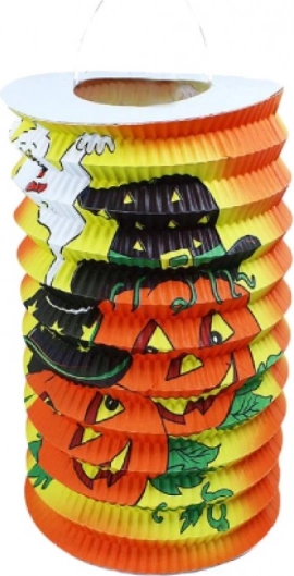 Halloween χάρτινο φαναράκι χαρούμενες κολοκύθες 15 cm