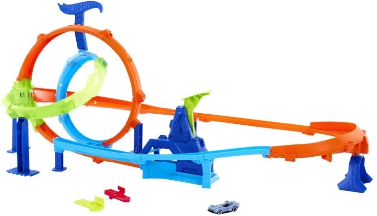 Hot Wheels Stunt Tracks γρήγορη εκκίνηση Cyclone – αγωνιστική πίστα με διπλή θηλιά